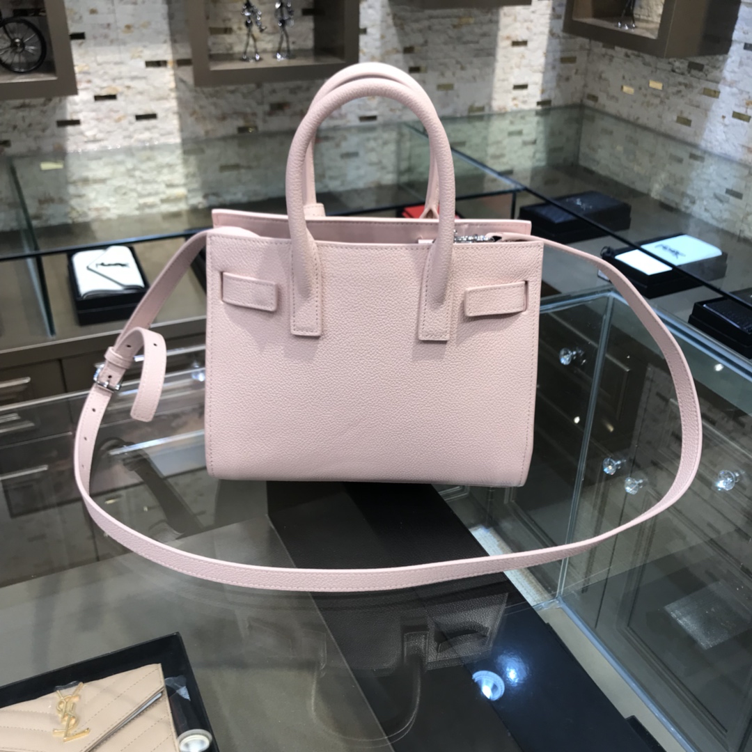 Saint Laurent Sac De Jour Nano Calfskin Handbag Shoulder Bag Pink 392035 Silver